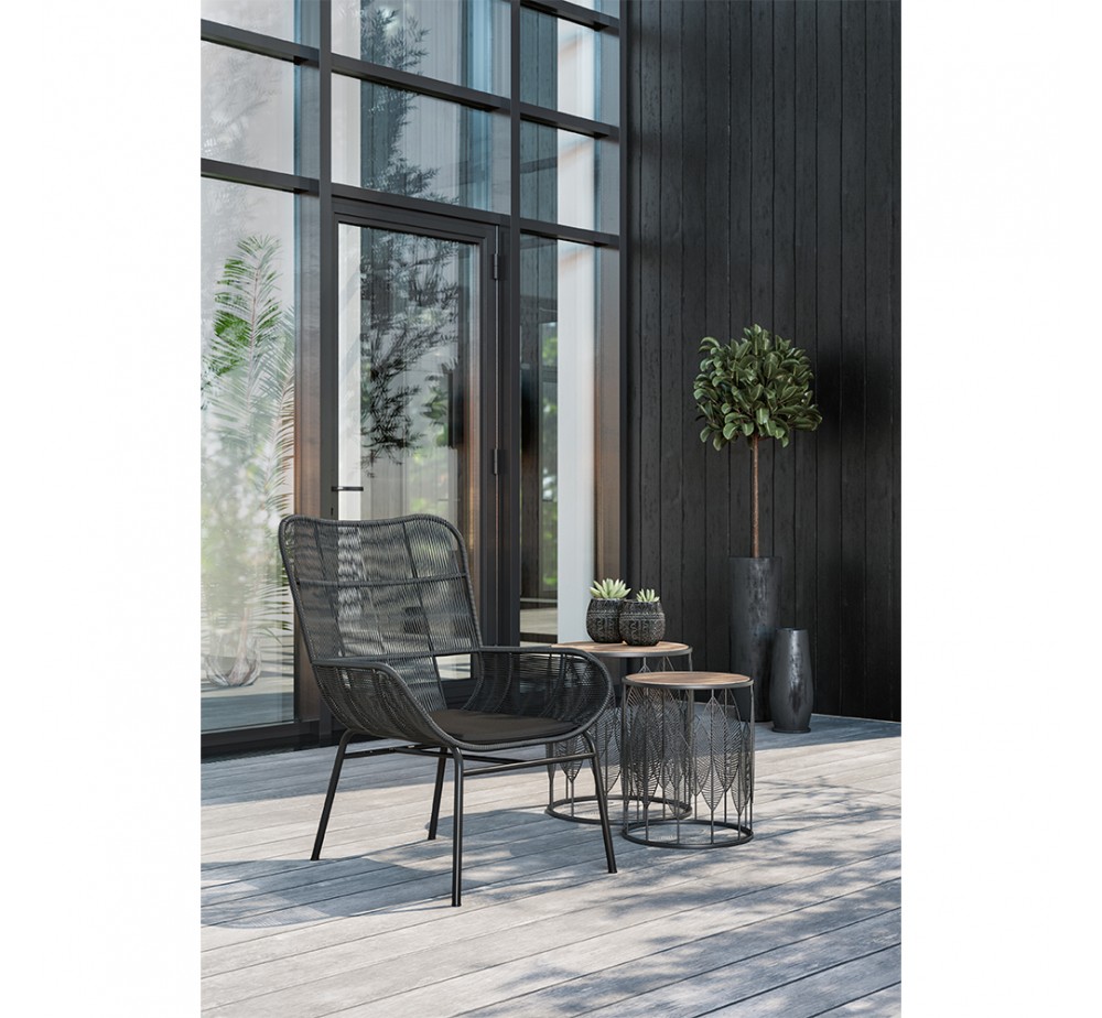 LEAF COFFEE TABLE SET 2PCS BLACK NATURAL 40x40x45