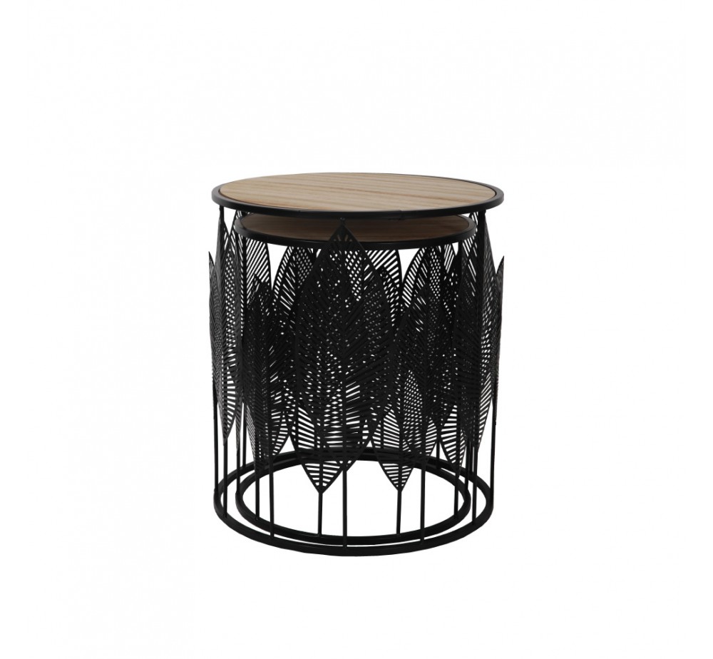 LEAF COFFEE TABLE SET 2PCS BLACK NATURAL 40x40x45