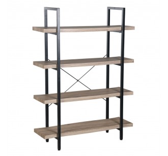 BRICK-URBAN BOOKCASE CHIPBOARD WITH MELAMINE CARTA NATURAL METAL BLACK 105x32xH140cm
