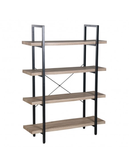 BRICK-URBAN BOOKCASE CHIPBOARD WITH MELAMINE CARTA NATURAL METAL BLACK 105x32xH140cm