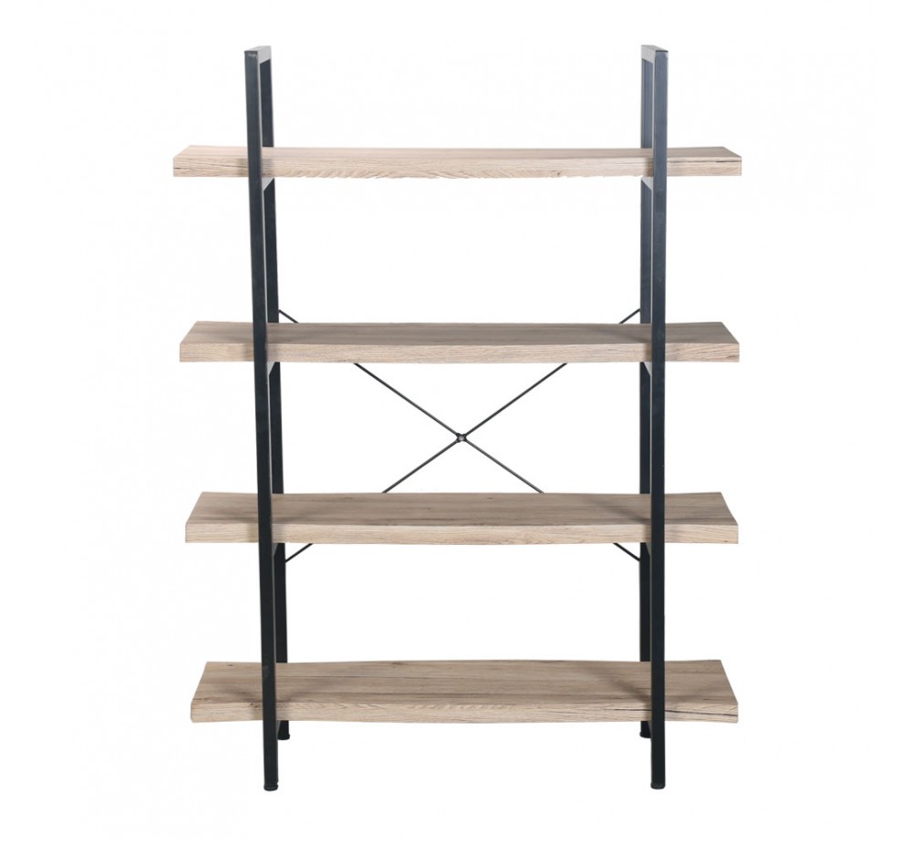 BRICK-URBAN BOOKCASE CHIPBOARD WITH MELAMINE CARTA NATURAL METAL BLACK 105x32xH140cm