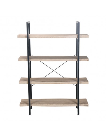 BRICK-URBAN BOOKCASE CHIPBOARD WITH MELAMINE CARTA NATURAL METAL BLACK 105x32xH140cm