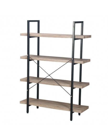 BRICK-URBAN BOOKCASE CHIPBOARD WITH MELAMINE CARTA NATURAL METAL BLACK 105x32xH140cm
