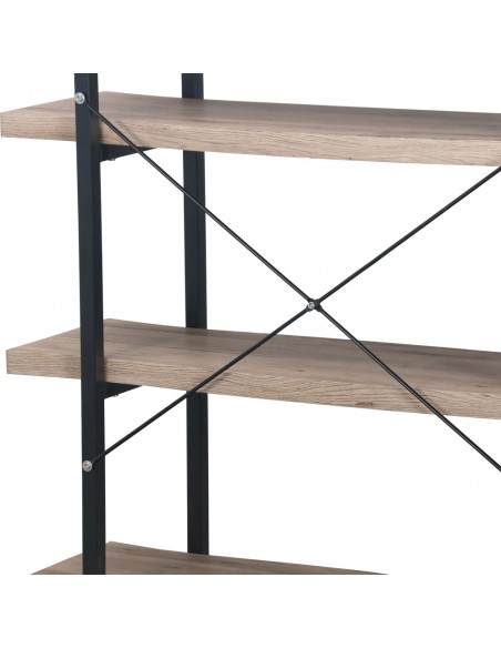 BRICK-URBAN BOOKCASE CHIPBOARD WITH MELAMINE CARTA NATURAL METAL BLACK 105x32xH140cm