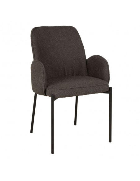 PETALS ARMCHAIR FABRIC GREY DARK METAL BLACK