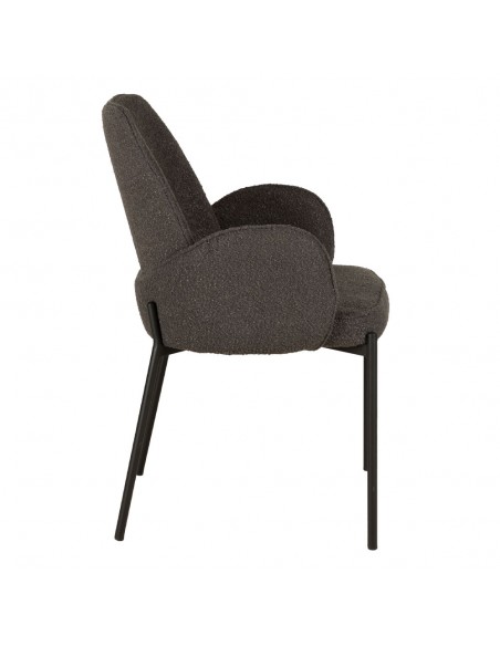 PETALS ARMCHAIR FABRIC GREY DARK METAL BLACK