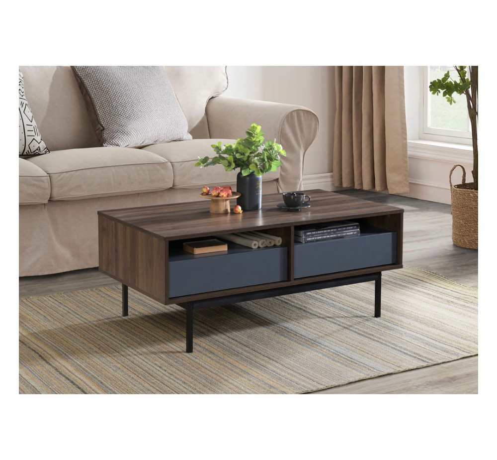 GROOVES COFFEE TABLE 2ΣΥΡΤΑΡΙΑ ΚΑΡΥΔΙ ΓΚΡΙ 110x60xH45cm