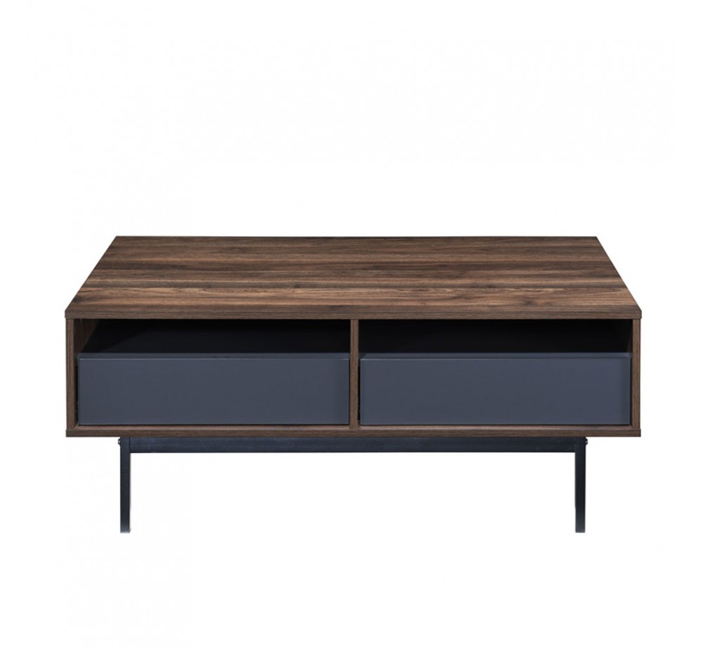 GROOVES COFFEE TABLE 2ΣΥΡΤΑΡΙΑ ΚΑΡΥΔΙ ΓΚΡΙ 110x60xH45cm