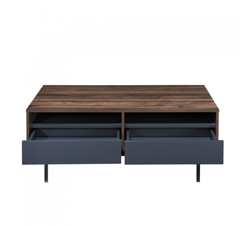 GROOVES COFFEE TABLE 2ΣΥΡΤΑΡΙΑ ΚΑΡΥΔΙ ΓΚΡΙ 110x60xH45cm