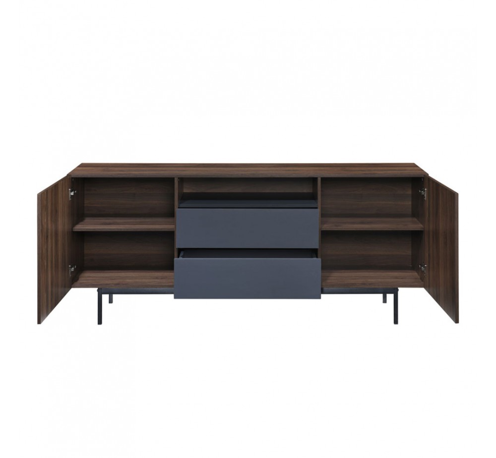 GROOVES ΜΠΟΥΦΕΣ 2ΠΟΡΤΕΣ 2ΣΥΡΤΑΡΙΑ ΚΑΡΥΔΙ ΓΚΡΙ 180x40xH80cm