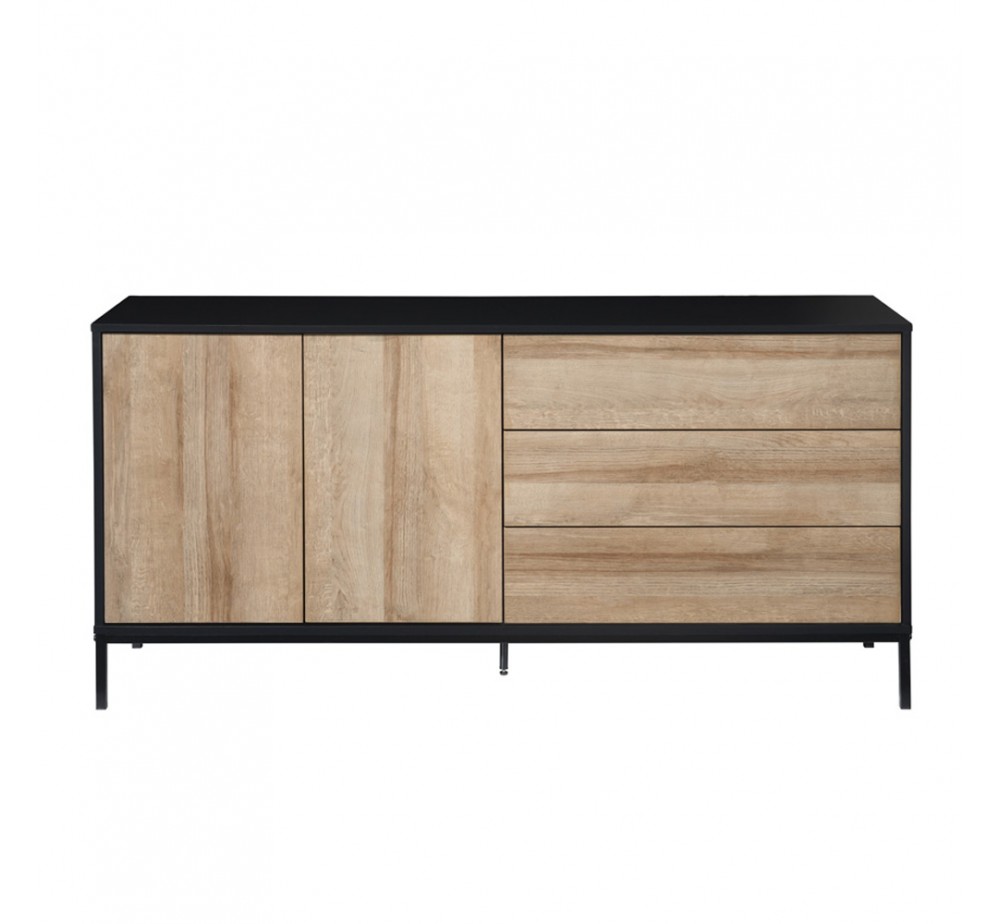 BLACKBIRD ΜΠΟΥΦΕΣ 2ΠΟΡΤΕΣ 3ΣΥΡΤΑΡΙΑ RIVIERA OAK ΜΑΥΡΟ 150x40xH75,5cm