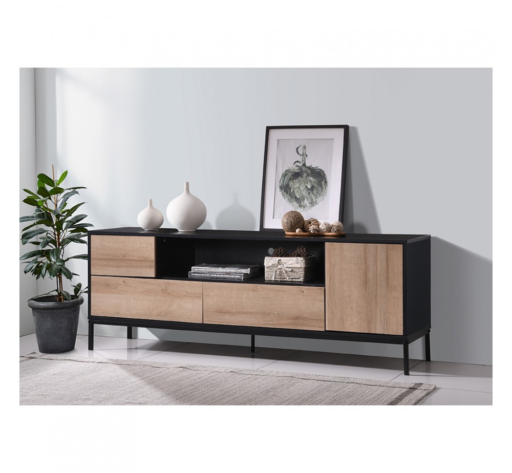 BLACKBIRD TV STAND RIVIERA OAK ΜΑΥΡΟ 160x40,5xH58cm