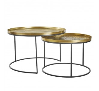 TOTALE COFFEE TABLE SET 2PCS BRASS ANTIQUE BLACK 76x76x43.5cm