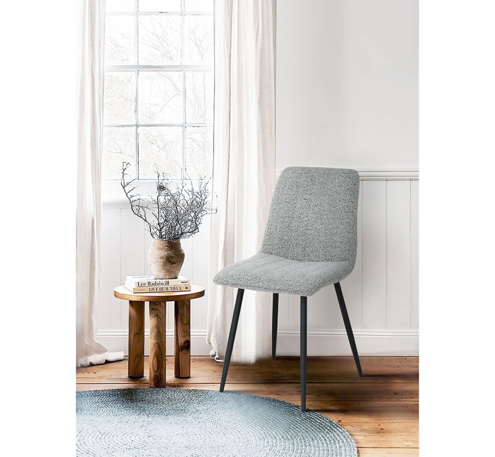 PRAGA CHAIR FABRIC GREY LIGHT METAL BLACK