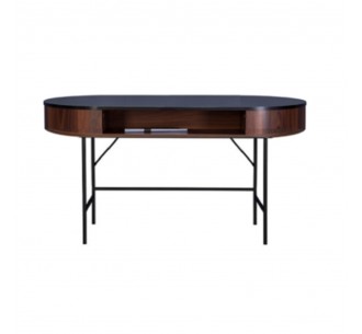 OVAL CONSOLE 1SHELF WALNUT 104,5x50xH75,5cm