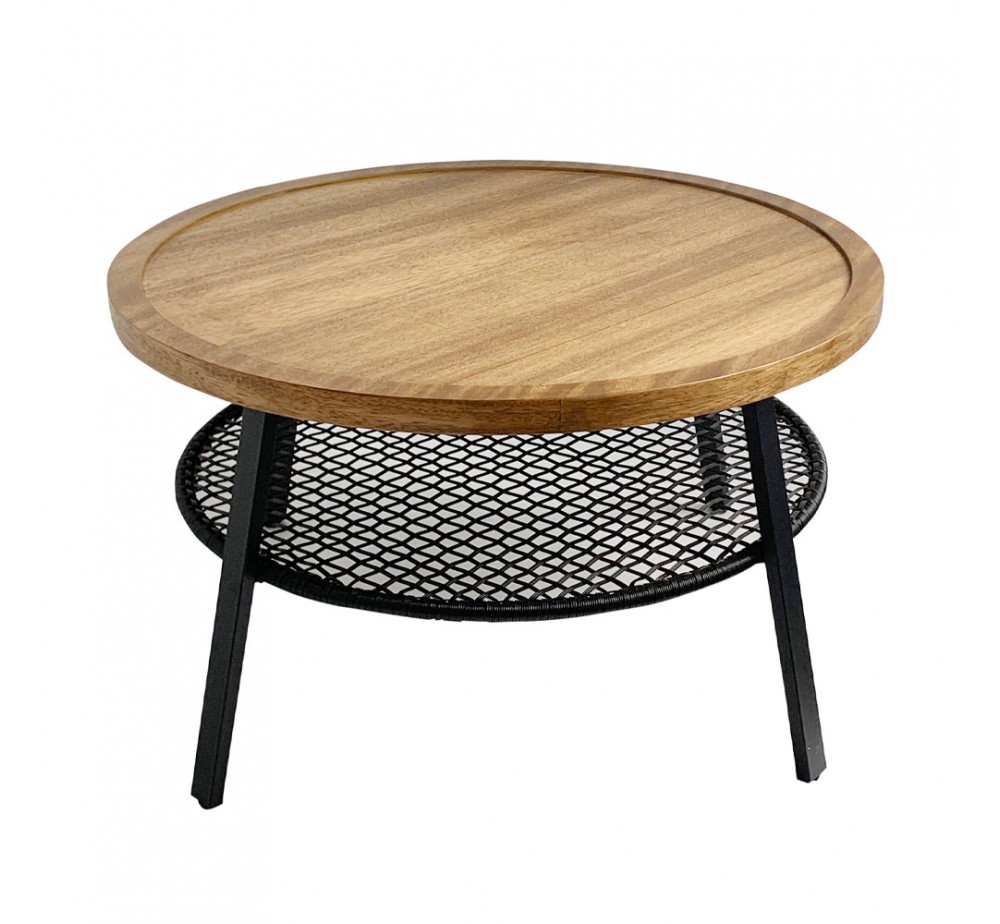FILET COFFEE TABLE ΦΥΣΙΚΟ ΜΑΥΡΟ 75x75xH43cm