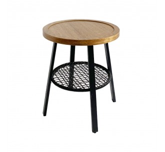 FILET SIDE TABLE ΦΥΣΙΚΟ ΜΑΥΡΟ 45x45xH52cm