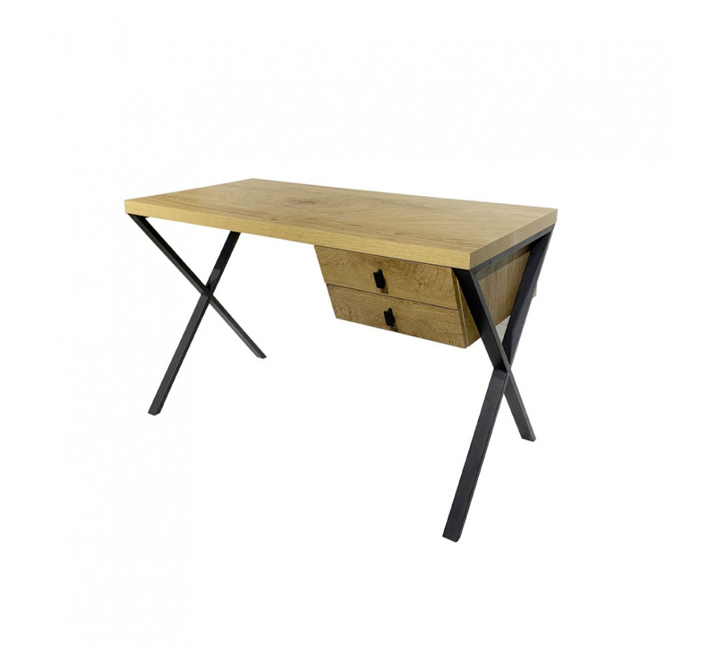 BOW DESK 2DRAWERS CHIPBOARD WITH MELAMINE CARTA NATURAL 120x60xH76cm