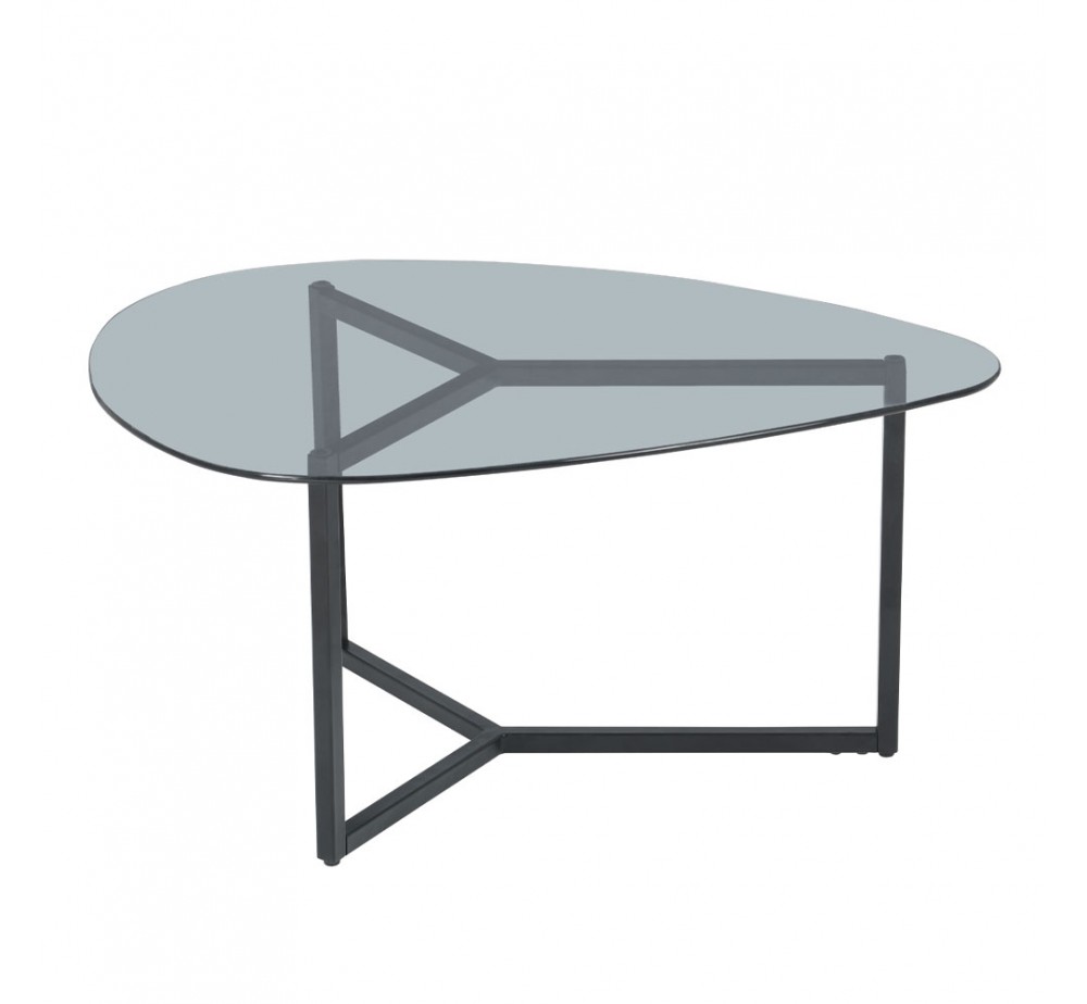 ROCKS COFFEE TABLE SET 2ΤΕΜ ΔΙΑΦΑΝΟ FUME ΜΑΥΡΟ 82x59xH40cm
