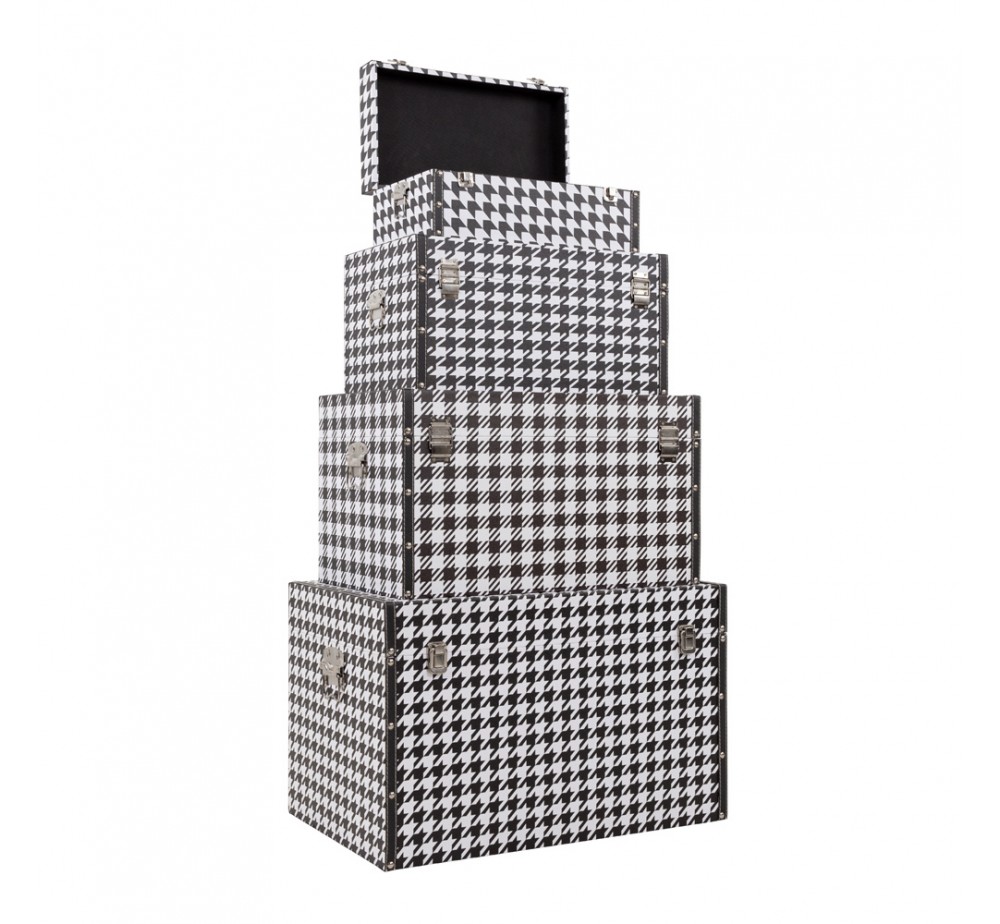FERRE ΜΠΑΟΥΛΑ SET 4ΤΕΜ ΜΑΥΡΟ ΛΕΥΚΟ 64x40xH40cm