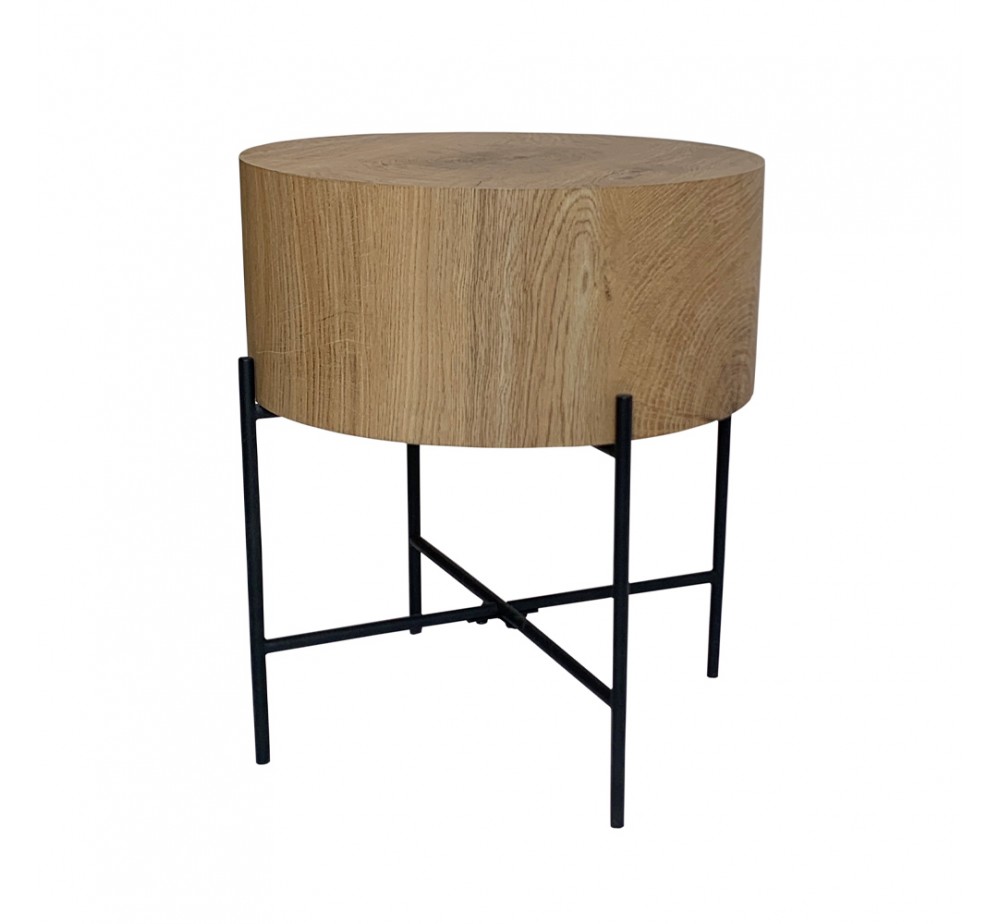MADERA SIDE TABLE ΦΥΣΙΚΟ ΜΑΥΡΟ 45x45xH45cm