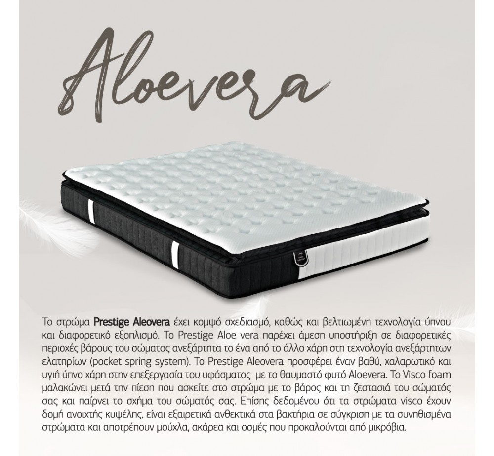 VISCO ALOE VERA ROLL PACK ΣΤΡΩΜΑ 160x200cm ΛΕΥΚΟ ΑΝΘΡΑΚΙ 160x200xH31cm