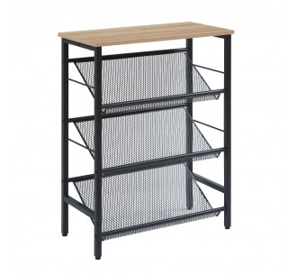 PLEXUS SHOERACK 3SHELVES WALNUT BLACK 60x30xH80cm