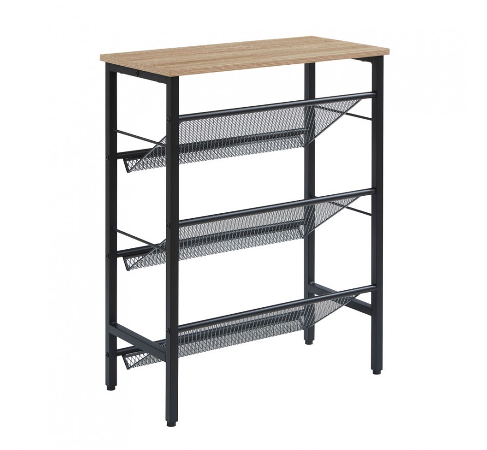 PLEXUS ΠΑΠΟΥΤΣΟΘΗΚΗ 3ΡΑΦΙΑ ΚΑΡΥΔΙ ΜΑΥΡΟ 60x30xH80cm