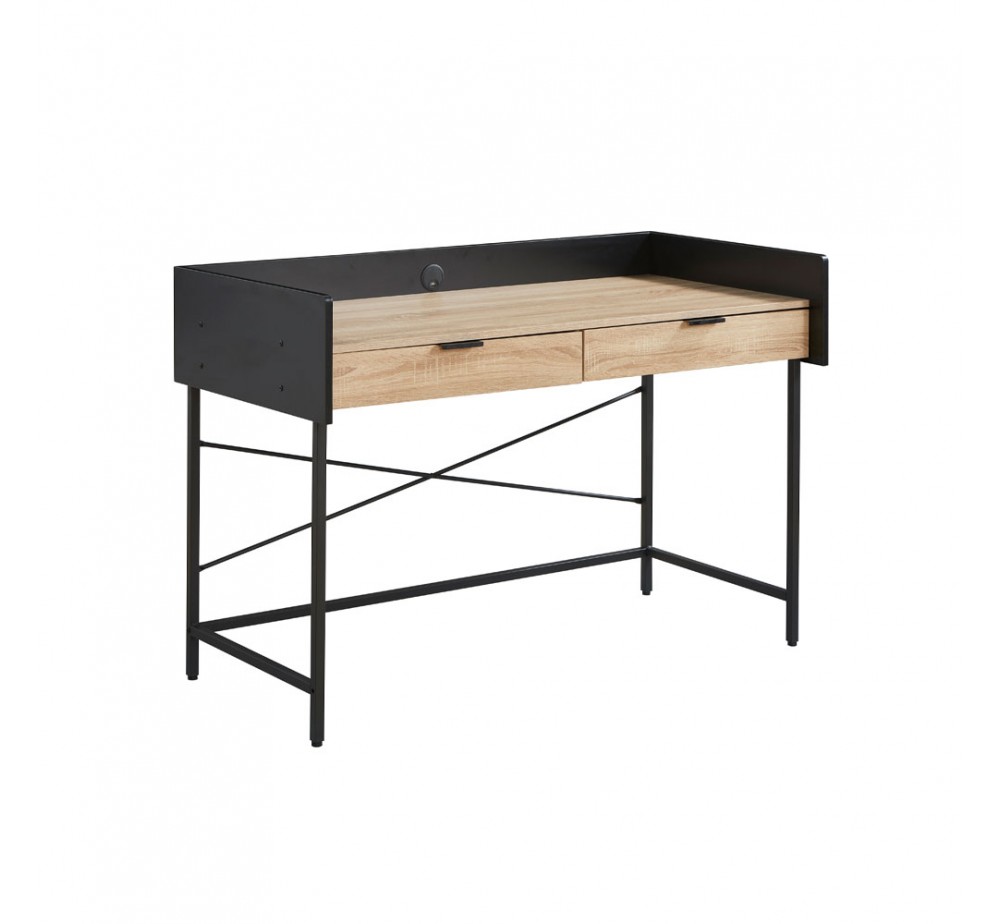 HOMI DESK 2DRAWERS CHIPBOARD WITH MELAMINE CARTA NATURAL BLACK 123x60xH86cm