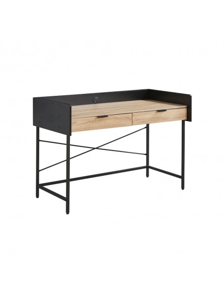 HOMI DESK 2DRAWERS CHIPBOARD WITH MELAMINE CARTA NATURAL BLACK 123x60xH86cm