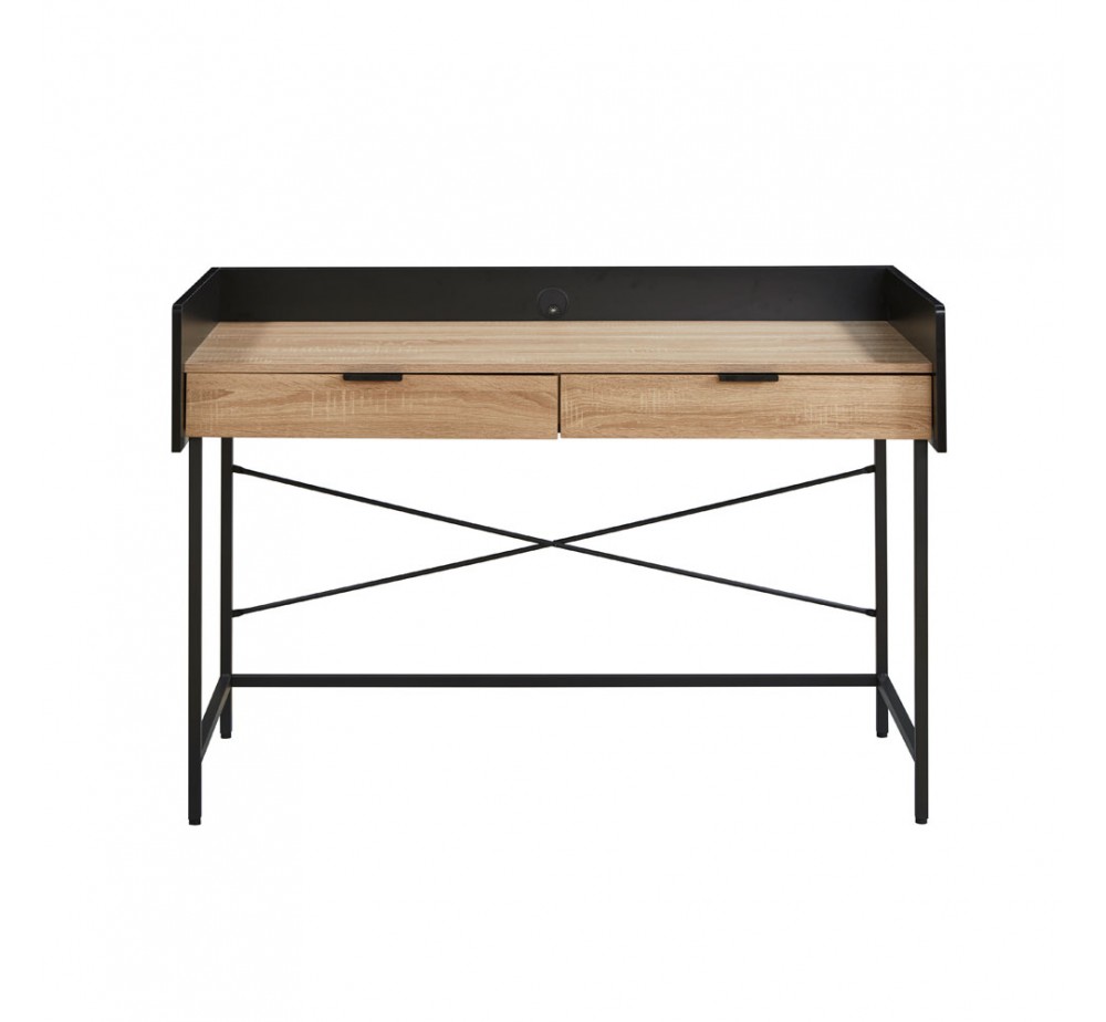 HOMI DESK 2DRAWERS CHIPBOARD WITH MELAMINE CARTA NATURAL BLACK 123x60xH86cm