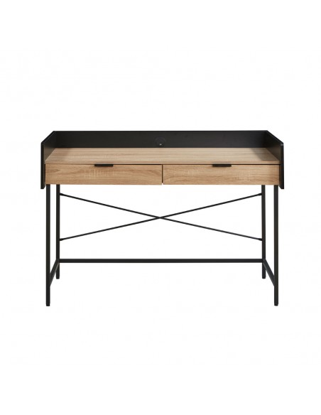 HOMI DESK 2DRAWERS CHIPBOARD WITH MELAMINE CARTA NATURAL BLACK 123x60xH86cm