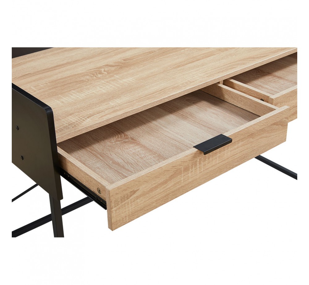HOMI DESK 2DRAWERS CHIPBOARD WITH MELAMINE CARTA NATURAL BLACK 123x60xH86cm