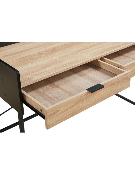 HOMI DESK 2DRAWERS CHIPBOARD WITH MELAMINE CARTA NATURAL BLACK 123x60xH86cm