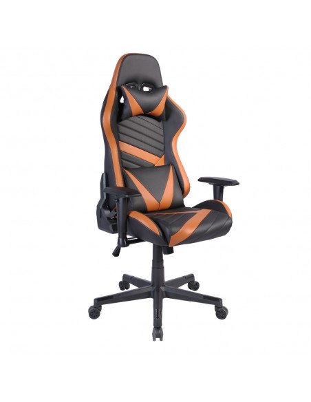 DYSKORD GAMING ARMCHAIR DESK FABRIC BLACK NYLON CAMEL METAL 50x74xH137cm