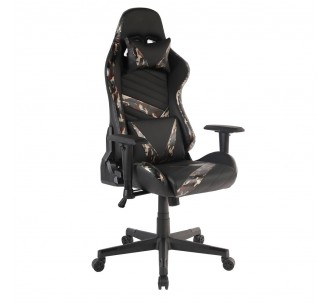 DYSKORD GAMING ARMCHAIR DESK FABRIC BLACK WITH PATTERN NYLON METAL 50x74xH137cm