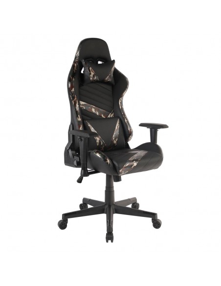 DYSKORD GAMING ARMCHAIR DESK FABRIC BLACK WITH PATTERN NYLON METAL 50x74xH137cm