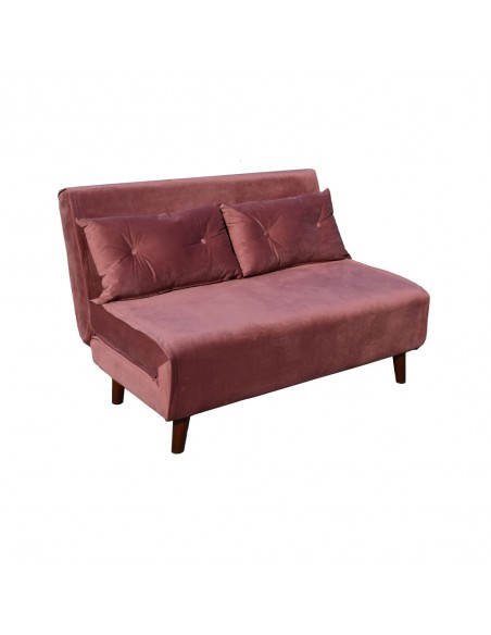 FALCON SOFA BED 2SEAT FOLDING FABRIC DUSTY PINK E1 PRC