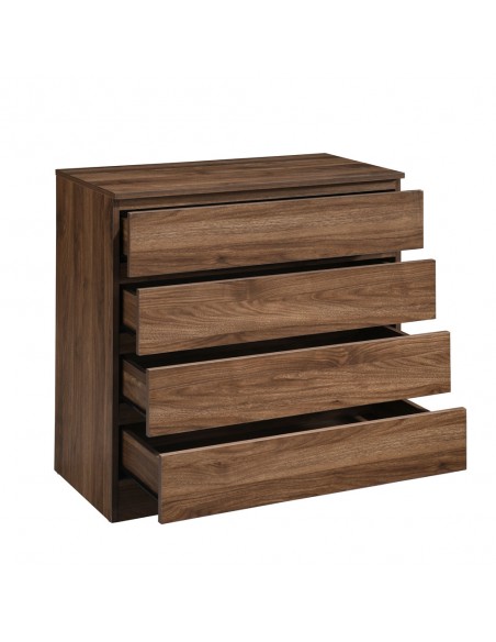 POLO COMMODE 4DRAWERS CHIPBOARD WITH MELAMINE CARTA WALNUT E1 MY