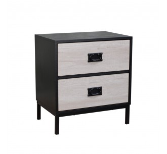 FACTORY NIGHTSTAND 2DRAWERS BLACK OAK SONOMA DECAPE 50x35xH55cm