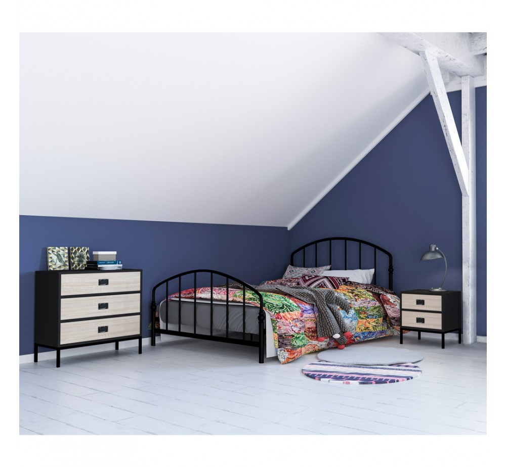 FACTORY ΚΟΜΟΔΙΝΟ 2ΣΥΡΤΑΡΙΑ ΜΑΥΡΟ OAK SONOMA DECAPE 50x35xH55cm