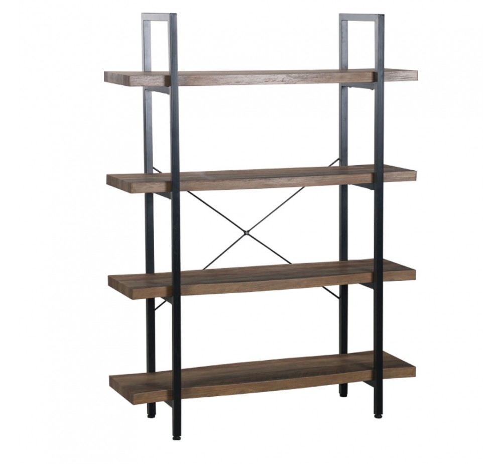 BRICK-URBAN BOOKCASE CHIPBOARD WITH MELAMINE CARTA WALNUT METAL BLACK 105x32xH140cm E1 PRC