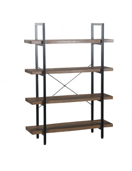 BRICK-URBAN BOOKCASE CHIPBOARD WITH MELAMINE CARTA WALNUT METAL BLACK 105x32xH140cm E1 PRC