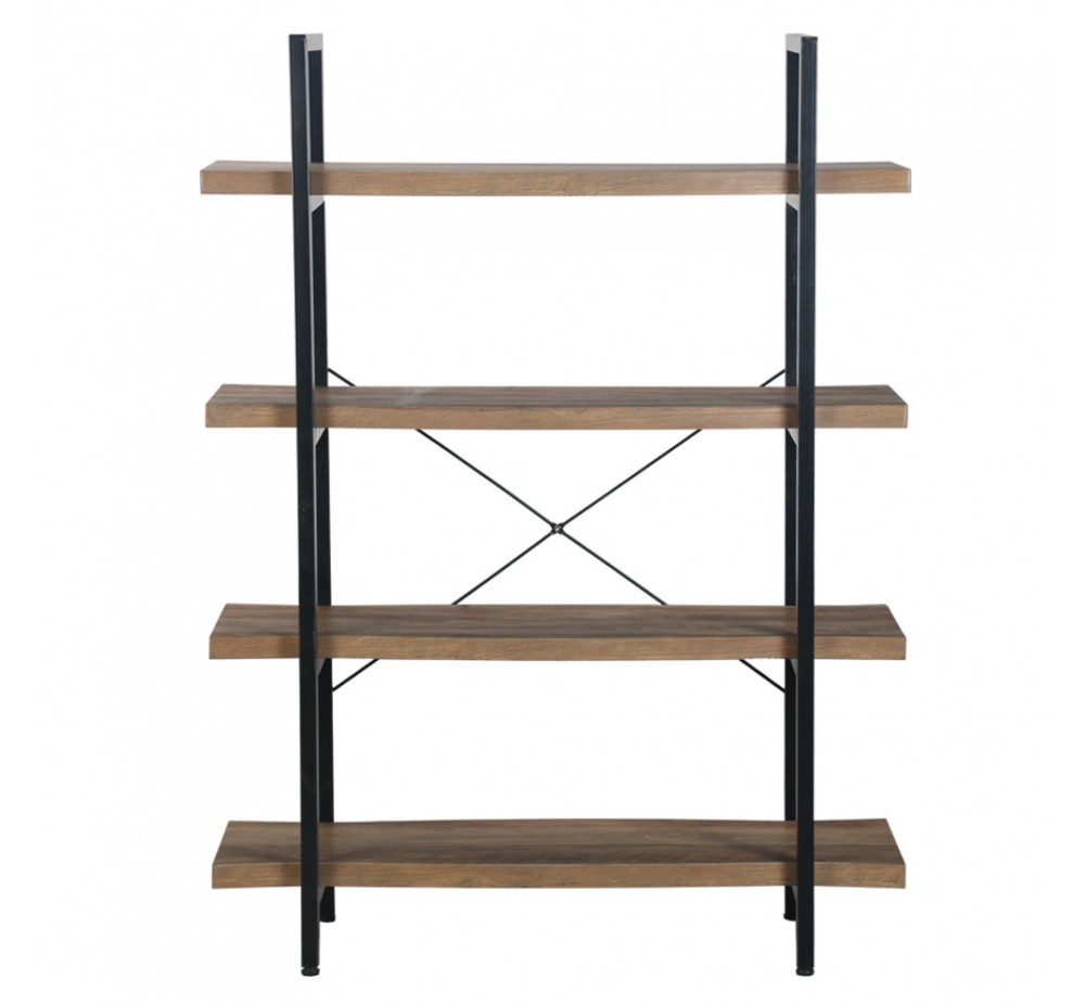 BRICK-URBAN BOOKCASE CHIPBOARD WITH MELAMINE CARTA WALNUT METAL BLACK 105x32xH140cm E1 PRC
