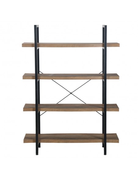 BRICK-URBAN BOOKCASE CHIPBOARD WITH MELAMINE CARTA WALNUT METAL BLACK 105x32xH140cm E1 PRC