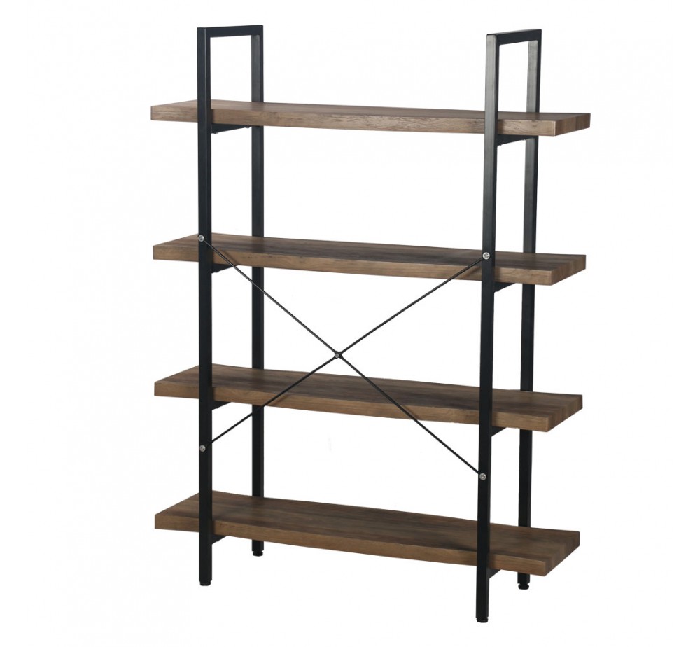 BRICK-URBAN BOOKCASE CHIPBOARD WITH MELAMINE CARTA WALNUT METAL BLACK 105x32xH140cm E1 PRC