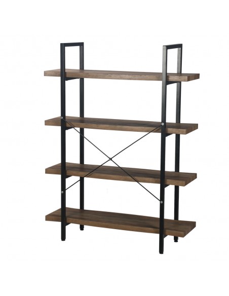 BRICK-URBAN BOOKCASE CHIPBOARD WITH MELAMINE CARTA WALNUT METAL BLACK 105x32xH140cm E1 PRC