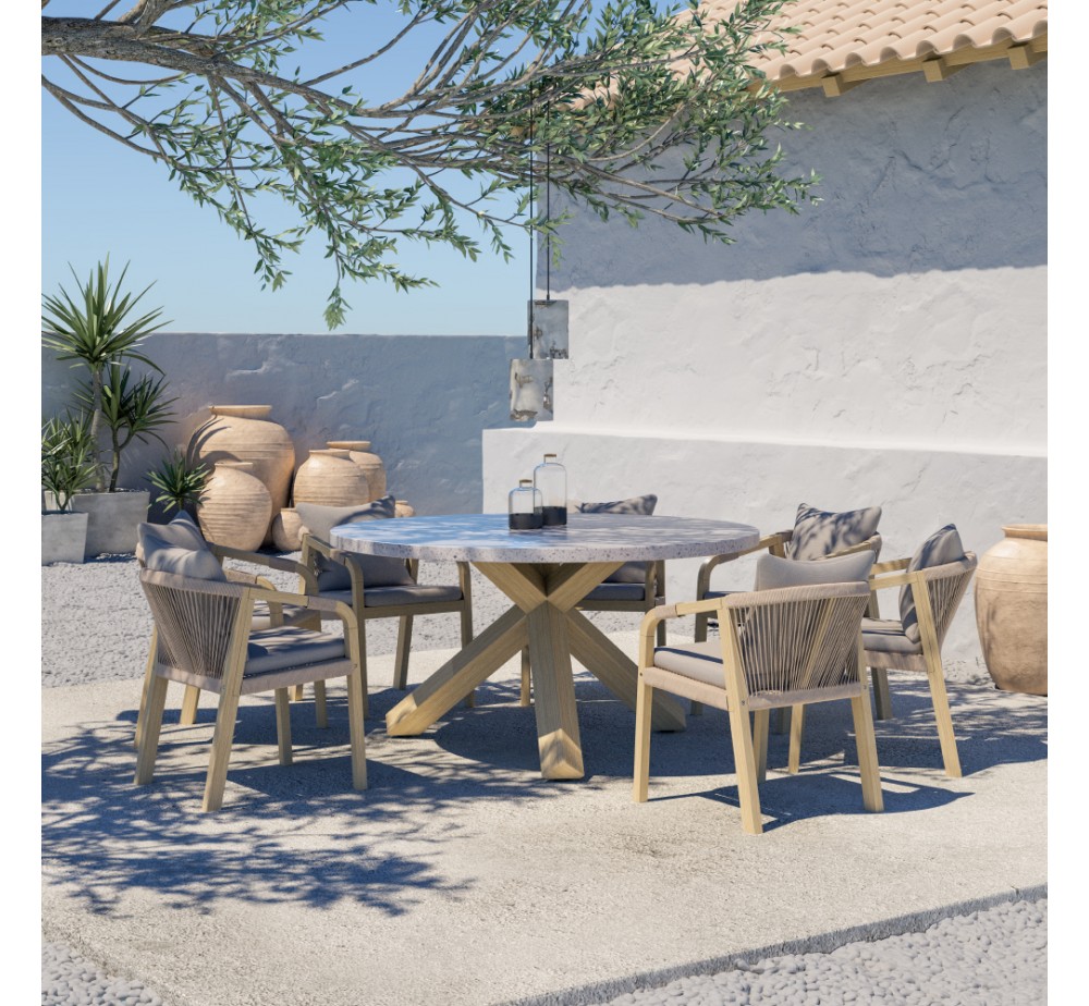 TERRAZZO ΤΡΑΠΕΖΙ TERRAZZO 150x150xH76,3cm