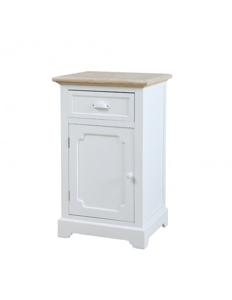 KIMOLOS NIGHTSTAND 1DOOR 1DRAWER LACQUERED MDF WHITE VENEER NATURAL E1 PRC