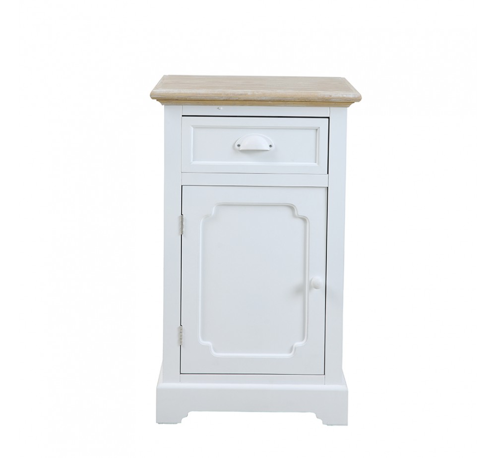 KIMOLOS NIGHTSTAND 1DOOR 1DRAWER LACQUERED MDF WHITE VENEER NATURAL E1 PRC